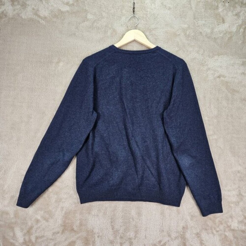 Massimo Dutti 100% Cashmere Sweater V-Neck Pullover Blue Long Sleeve Mens Size M - Picture 9 of 10
